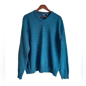 Izod sweater mens size XL v-neck turquoise color